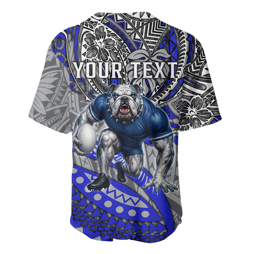Personalised Canterbury-Bankstown Bulldogs Baseball Jersey Polynesian Tribal Art Style With Powerful Bulldog Mascot