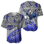 Personalised Canterbury-Bankstown Bulldogs Baseball Jersey Polynesian Tribal Art Style With Powerful Bulldog Mascot