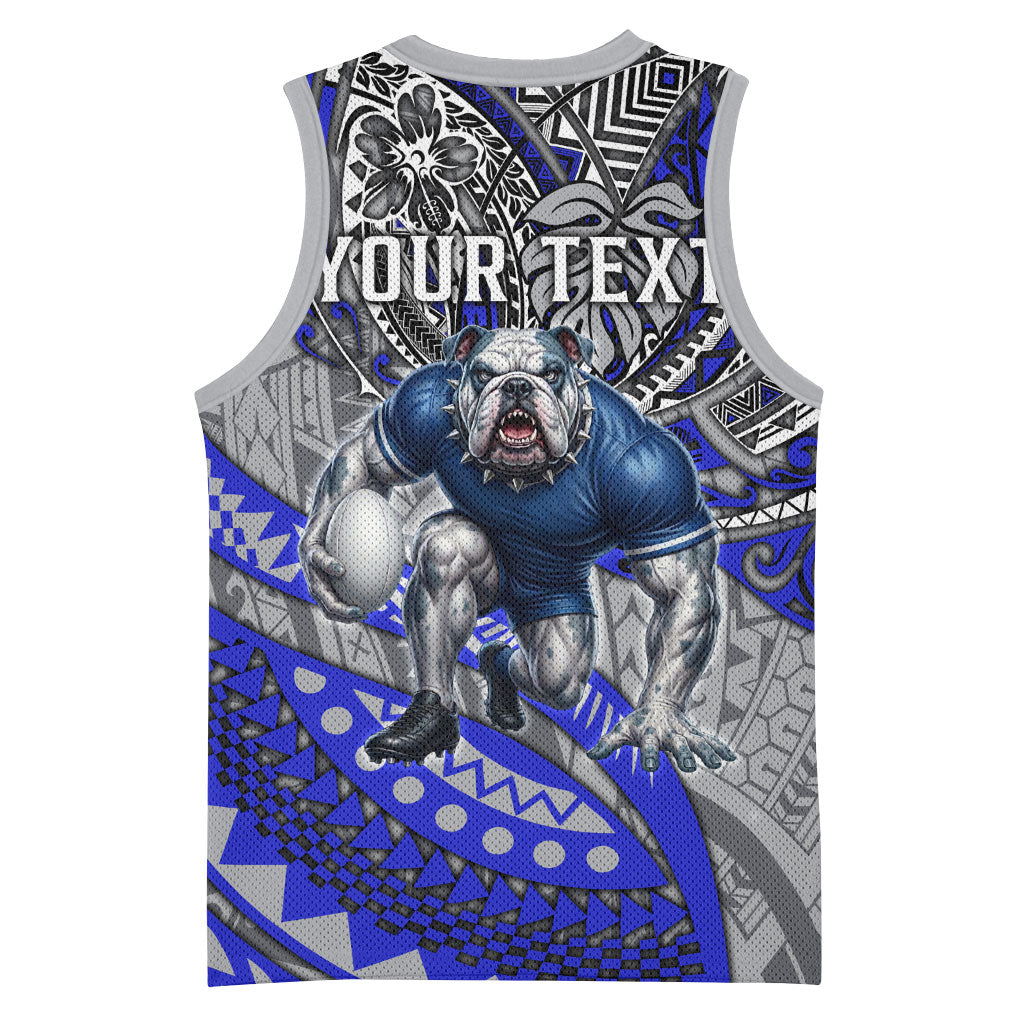 Personalised Canterbury-Bankstown Bulldogs Basketball Jersey Polynesian Tribal Art Style With Powerful Bulldog Mascot