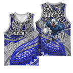 Personalised Canterbury-Bankstown Bulldogs Basketball Jersey Polynesian Tribal Art Style With Powerful Bulldog Mascot