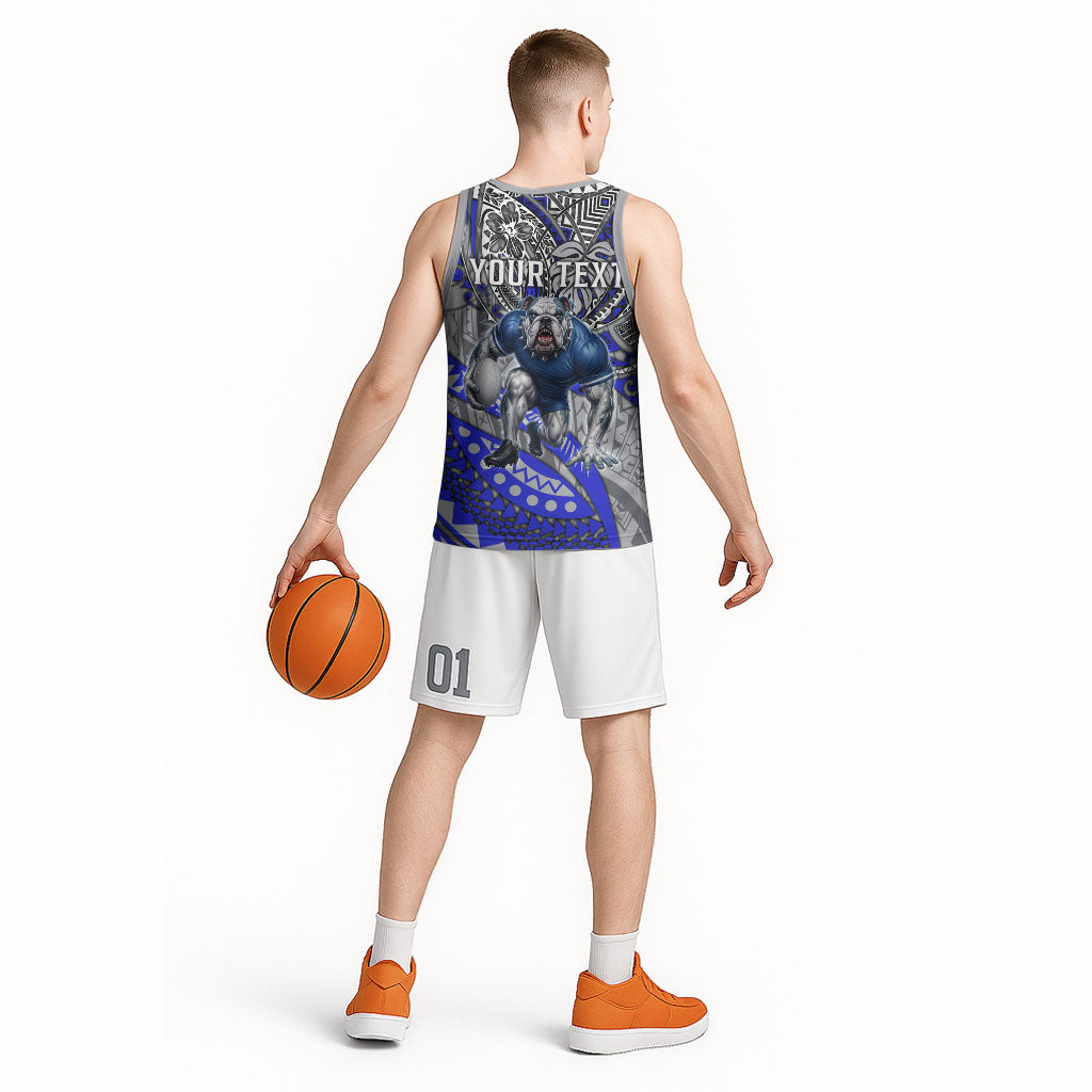 Personalised Canterbury-Bankstown Bulldogs Basketball Jersey Polynesian Tribal Art Style With Powerful Bulldog Mascot