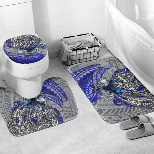 Personalised Canterbury-Bankstown Bulldogs Bathroom Set Polynesian Tribal Art Style With Powerful Bulldog Mascot