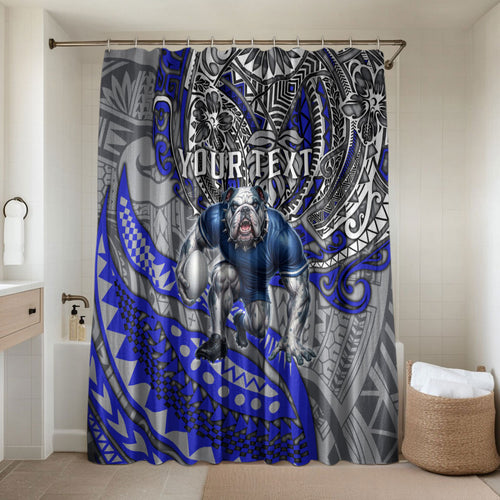 Personalised Canterbury-Bankstown Bulldogs Bathroom Set Polynesian Tribal Art Style With Powerful Bulldog Mascot