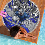 Personalised Canterbury-Bankstown Bulldogs Beach Blanket Polynesian Tribal Art Style With Powerful Bulldog Mascot
