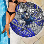 Personalised Canterbury-Bankstown Bulldogs Beach Blanket Polynesian Tribal Art Style With Powerful Bulldog Mascot