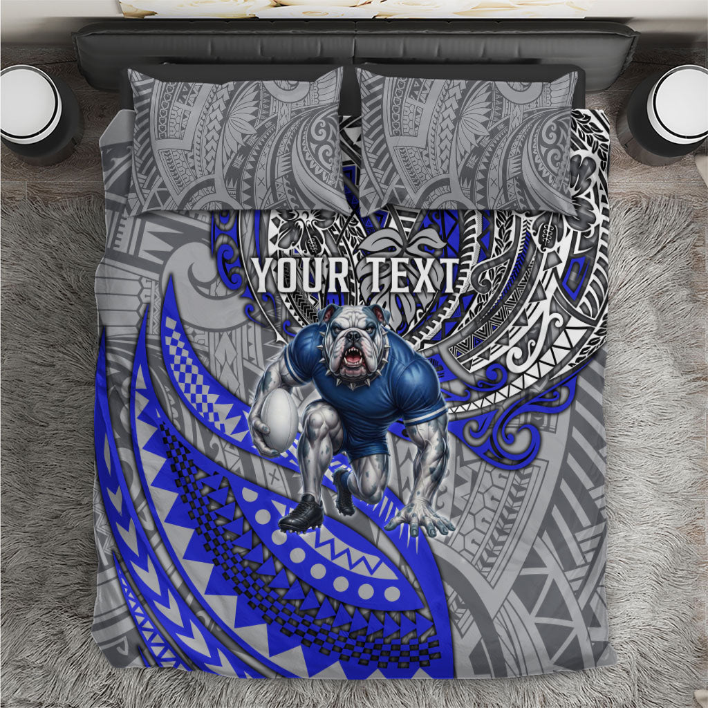 Personalised Canterbury-Bankstown Bulldogs Bedding Set Polynesian Tribal Art Style With Powerful Bulldog Mascot