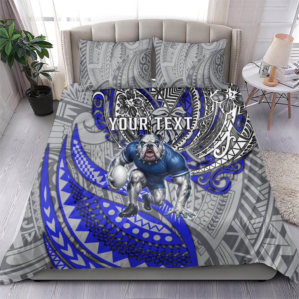 Personalised Canterbury-Bankstown Bulldogs Bedding Set Polynesian Tribal Art Style With Powerful Bulldog Mascot
