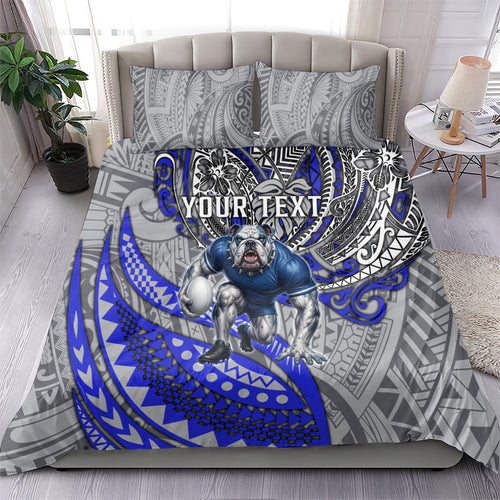 Personalised Canterbury-Bankstown Bulldogs Bedding Set Polynesian Tribal Art Style With Powerful Bulldog Mascot