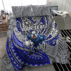 Personalised Canterbury-Bankstown Bulldogs Bedding Set Polynesian Tribal Art Style With Powerful Bulldog Mascot