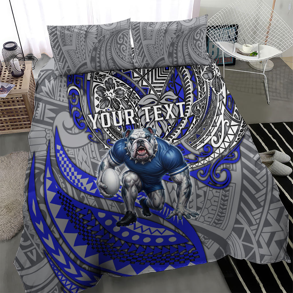 Personalised Canterbury-Bankstown Bulldogs Bedding Set Polynesian Tribal Art Style With Powerful Bulldog Mascot