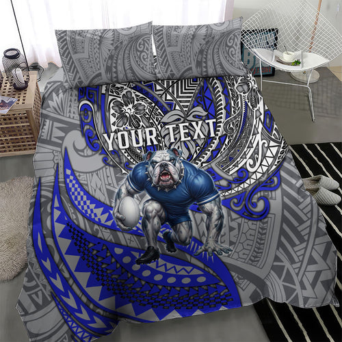 Personalised Canterbury-Bankstown Bulldogs Bedding Set Polynesian Tribal Art Style With Powerful Bulldog Mascot