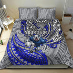 Personalised Canterbury-Bankstown Bulldogs Bedding Set Polynesian Tribal Art Style With Powerful Bulldog Mascot