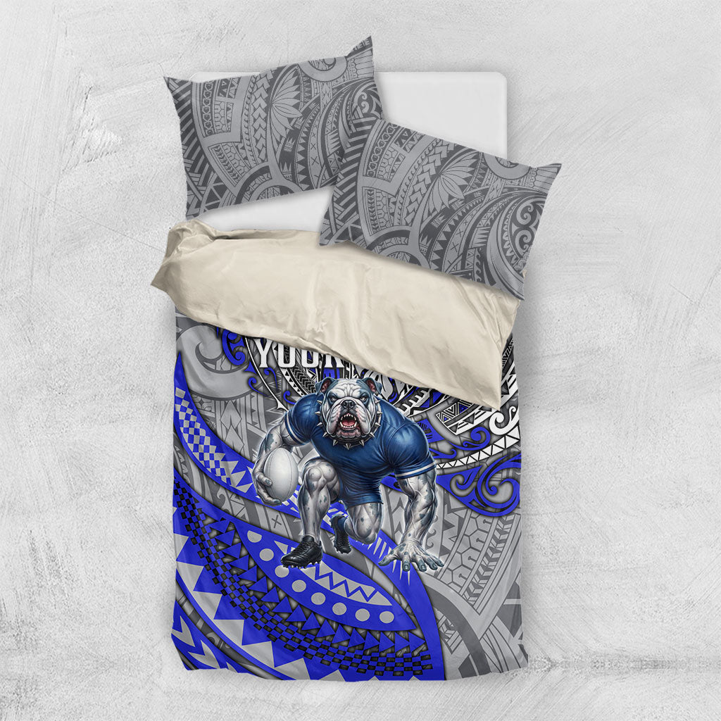 Personalised Canterbury-Bankstown Bulldogs Bedding Set Polynesian Tribal Art Style With Powerful Bulldog Mascot