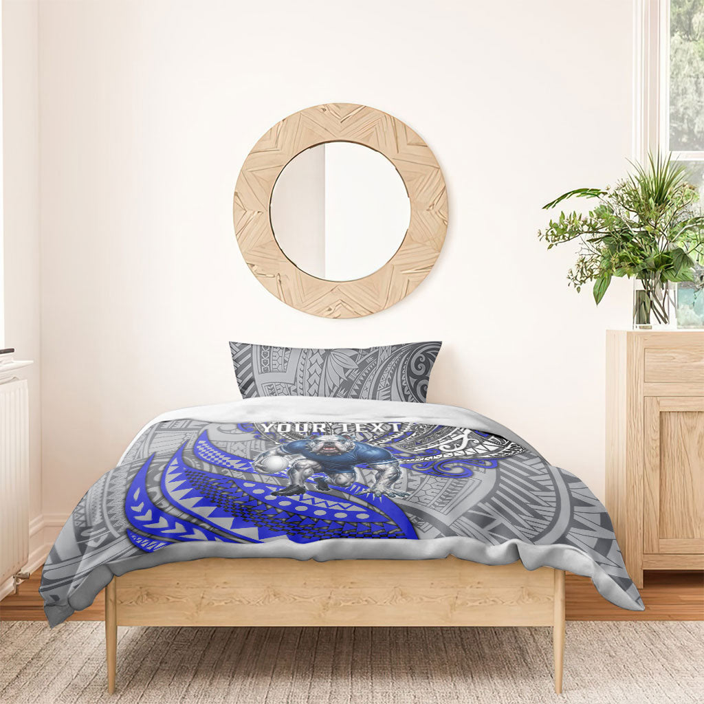 Personalised Canterbury-Bankstown Bulldogs Bedding Set Polynesian Tribal Art Style With Powerful Bulldog Mascot