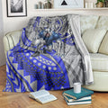 Personalised Canterbury-Bankstown Bulldogs Blanket Polynesian Tribal Art Style With Powerful Bulldog Mascot