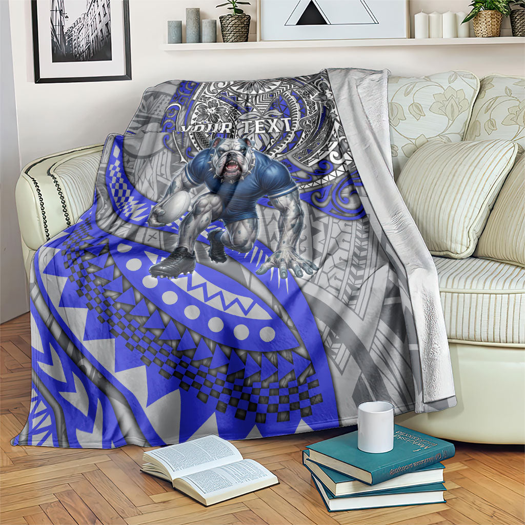 Personalised Canterbury-Bankstown Bulldogs Blanket Polynesian Tribal Art Style With Powerful Bulldog Mascot