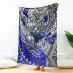 Personalised Canterbury-Bankstown Bulldogs Blanket Polynesian Tribal Art Style With Powerful Bulldog Mascot