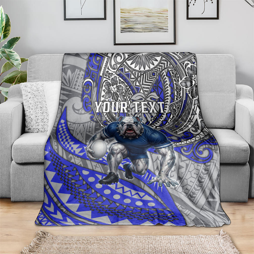 Personalised Canterbury-Bankstown Bulldogs Blanket Polynesian Tribal Art Style With Powerful Bulldog Mascot