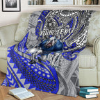 Personalised Canterbury-Bankstown Bulldogs Blanket Polynesian Tribal Art Style With Powerful Bulldog Mascot