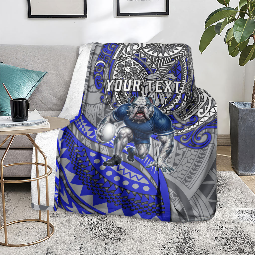 Personalised Canterbury-Bankstown Bulldogs Blanket Polynesian Tribal Art Style With Powerful Bulldog Mascot