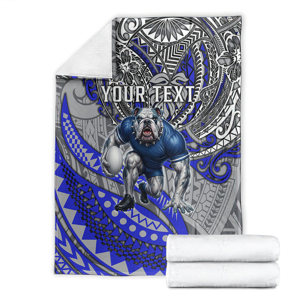 Personalised Canterbury-Bankstown Bulldogs Blanket Polynesian Tribal Art Style With Powerful Bulldog Mascot
