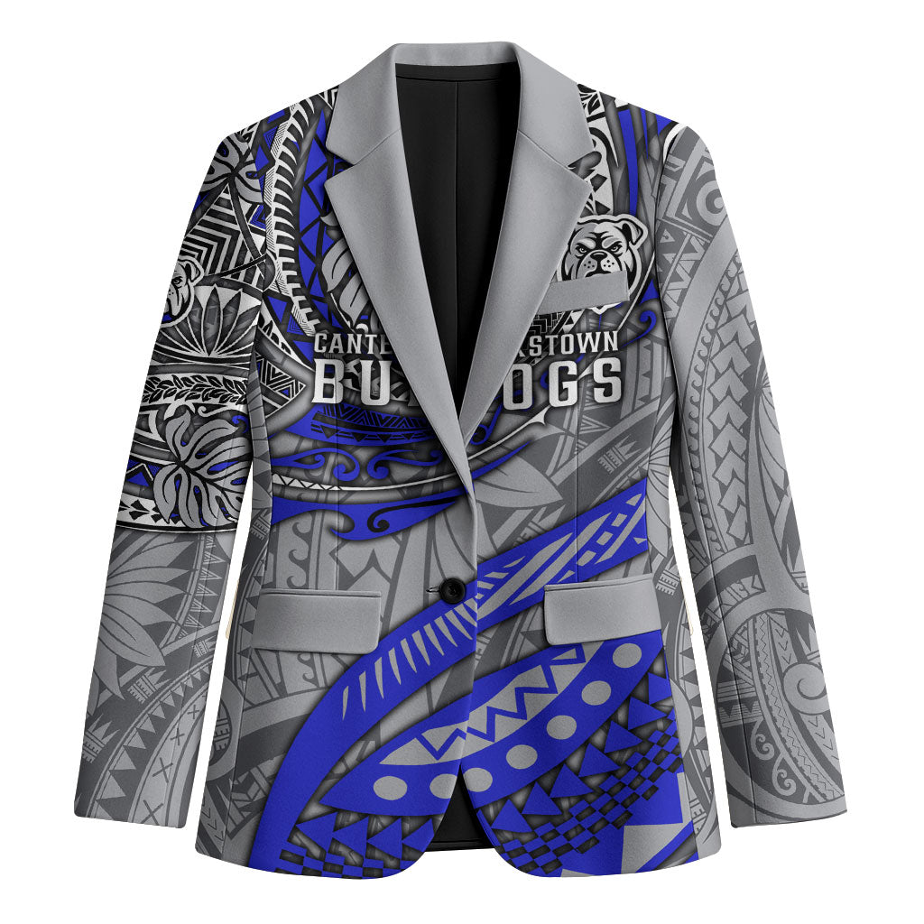 Personalised Canterbury-Bankstown Bulldogs Blazer Polynesian Tribal Art Style With Powerful Bulldog Mascot