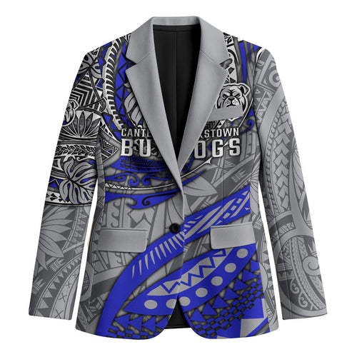 Personalised Canterbury-Bankstown Bulldogs Blazer Polynesian Tribal Art Style With Powerful Bulldog Mascot