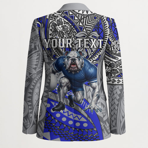 Personalised Canterbury-Bankstown Bulldogs Blazer Polynesian Tribal Art Style With Powerful Bulldog Mascot