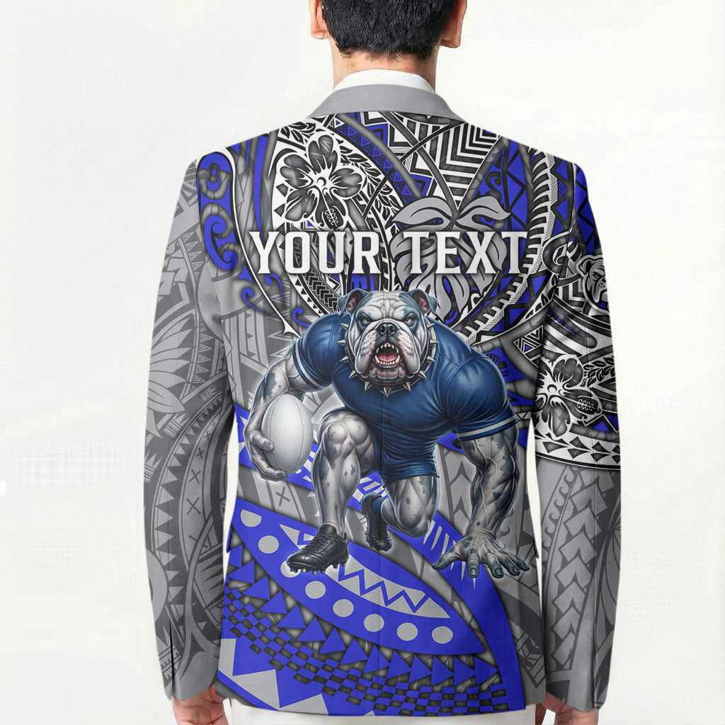 Personalised Canterbury-Bankstown Bulldogs Blazer Polynesian Tribal Art Style With Powerful Bulldog Mascot