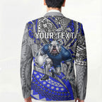 Personalised Canterbury-Bankstown Bulldogs Blazer Polynesian Tribal Art Style With Powerful Bulldog Mascot