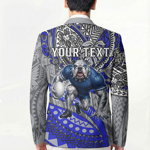 Personalised Canterbury-Bankstown Bulldogs Blazer Polynesian Tribal Art Style With Powerful Bulldog Mascot