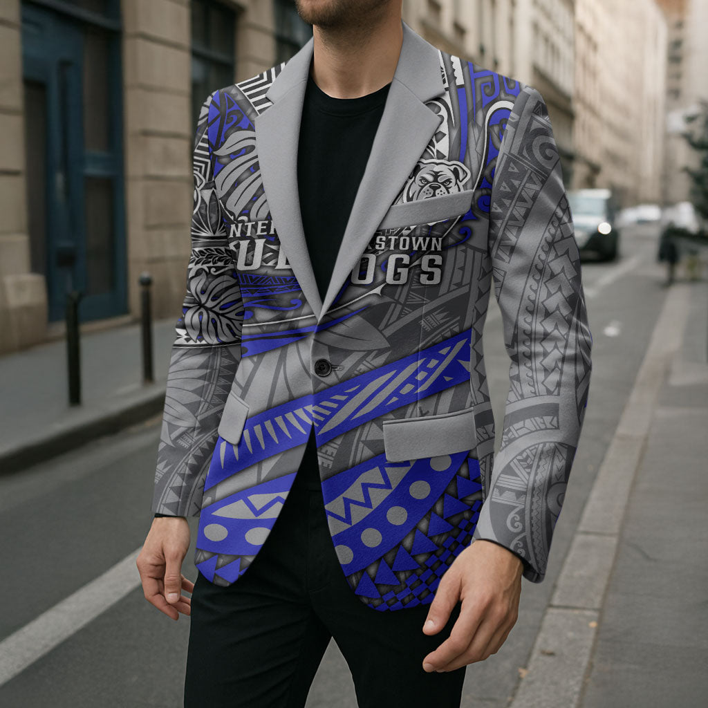 Personalised Canterbury-Bankstown Bulldogs Blazer Polynesian Tribal Art Style With Powerful Bulldog Mascot