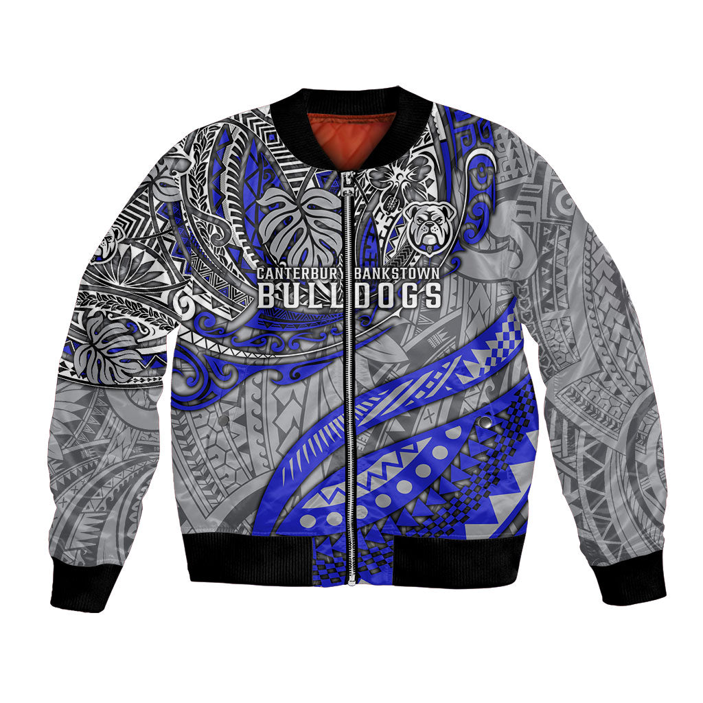 Personalised Canterbury-Bankstown Bulldogs Bomber Jacket Polynesian Tribal Art Style With Powerful Bulldog Mascot