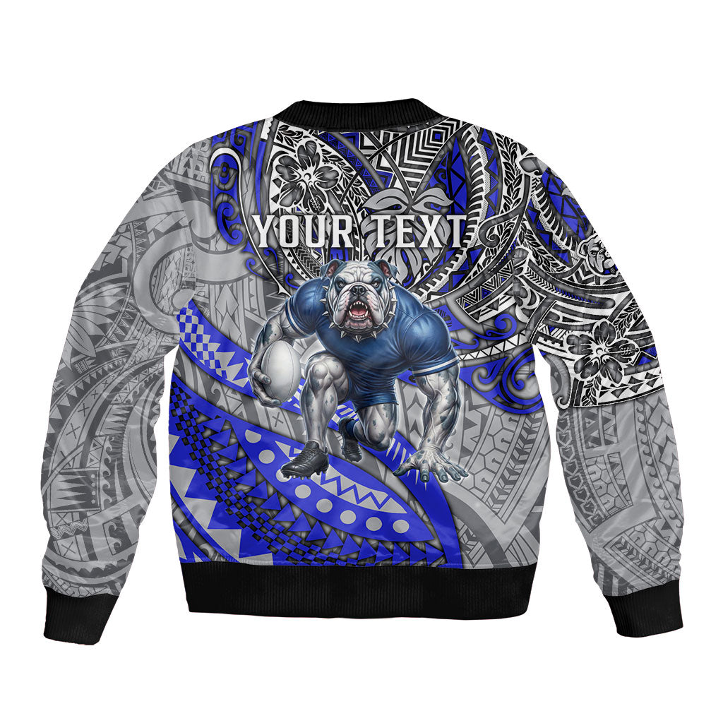 Personalised Canterbury-Bankstown Bulldogs Bomber Jacket Polynesian Tribal Art Style With Powerful Bulldog Mascot
