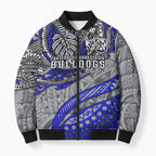 Personalised Canterbury-Bankstown Bulldogs Bomber Puffer Jacket Polynesian Tribal Art Style With Powerful Bulldog Mascot