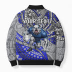Personalised Canterbury-Bankstown Bulldogs Bomber Puffer Jacket Polynesian Tribal Art Style With Powerful Bulldog Mascot