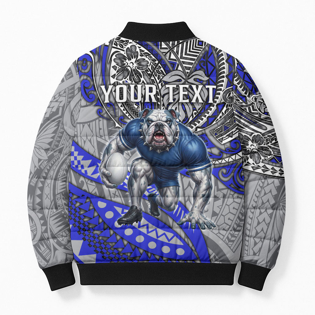 Personalised Canterbury-Bankstown Bulldogs Bomber Puffer Jacket Polynesian Tribal Art Style With Powerful Bulldog Mascot