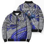 Personalised Canterbury-Bankstown Bulldogs Bomber Puffer Jacket Polynesian Tribal Art Style With Powerful Bulldog Mascot