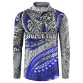 Personalised Canterbury-Bankstown Bulldogs Button Sweatshirt Polynesian Tribal Art Style With Powerful Bulldog Mascot