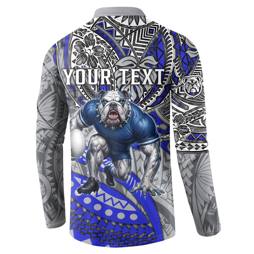 Personalised Canterbury-Bankstown Bulldogs Button Sweatshirt Polynesian Tribal Art Style With Powerful Bulldog Mascot