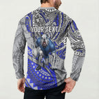 Personalised Canterbury-Bankstown Bulldogs Button Sweatshirt Polynesian Tribal Art Style With Powerful Bulldog Mascot