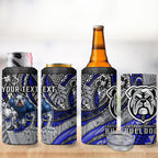 Personalised Canterbury-Bankstown Bulldogs 4 in 1 Can Cooler Tumbler Polynesian Tribal Art Style With Powerful Bulldog Mascot