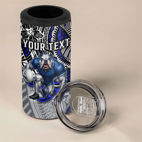 Personalised Canterbury-Bankstown Bulldogs 4 in 1 Can Cooler Tumbler Polynesian Tribal Art Style With Powerful Bulldog Mascot