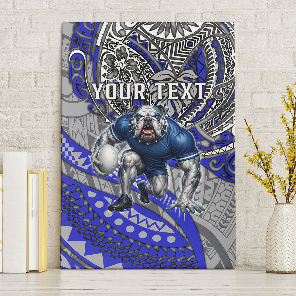 Personalised Canterbury-Bankstown Bulldogs Canvas Wall Art Polynesian Tribal Art Style With Powerful Bulldog Mascot