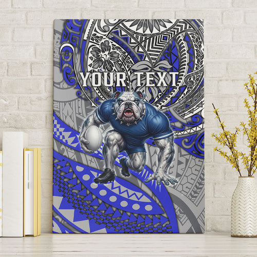 Personalised Canterbury-Bankstown Bulldogs Canvas Wall Art Polynesian Tribal Art Style With Powerful Bulldog Mascot