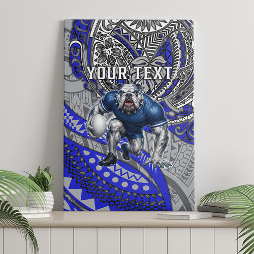 Personalised Canterbury-Bankstown Bulldogs Canvas Wall Art Polynesian Tribal Art Style With Powerful Bulldog Mascot