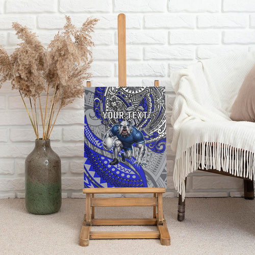 Personalised Canterbury-Bankstown Bulldogs Canvas Wall Art Polynesian Tribal Art Style With Powerful Bulldog Mascot
