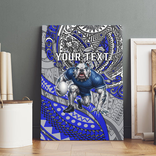 Personalised Canterbury-Bankstown Bulldogs Canvas Wall Art Polynesian Tribal Art Style With Powerful Bulldog Mascot