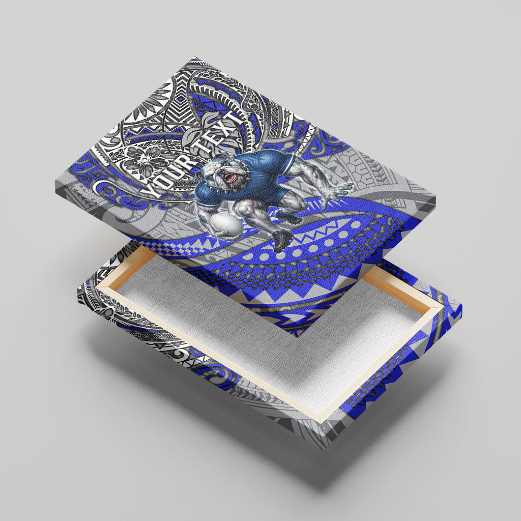 Personalised Canterbury-Bankstown Bulldogs Canvas Wall Art Polynesian Tribal Art Style With Powerful Bulldog Mascot