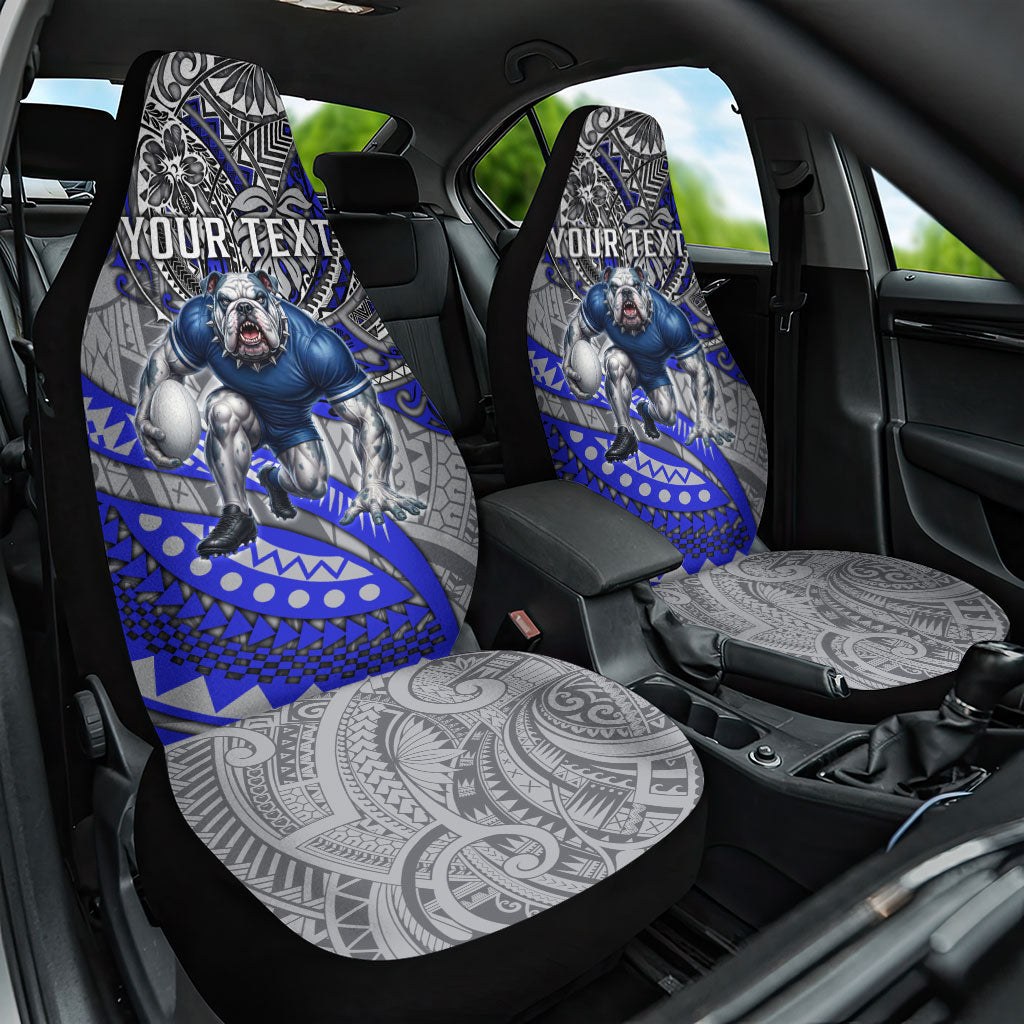 Personalised Canterbury-Bankstown Bulldogs Car Seat Cover Polynesian Tribal Art Style With Powerful Bulldog Mascot